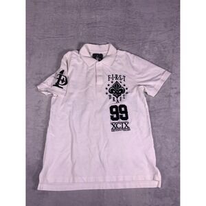 First Draft Fleur-De-Lis Polo 99 Modern Mens L White Short Sleeve